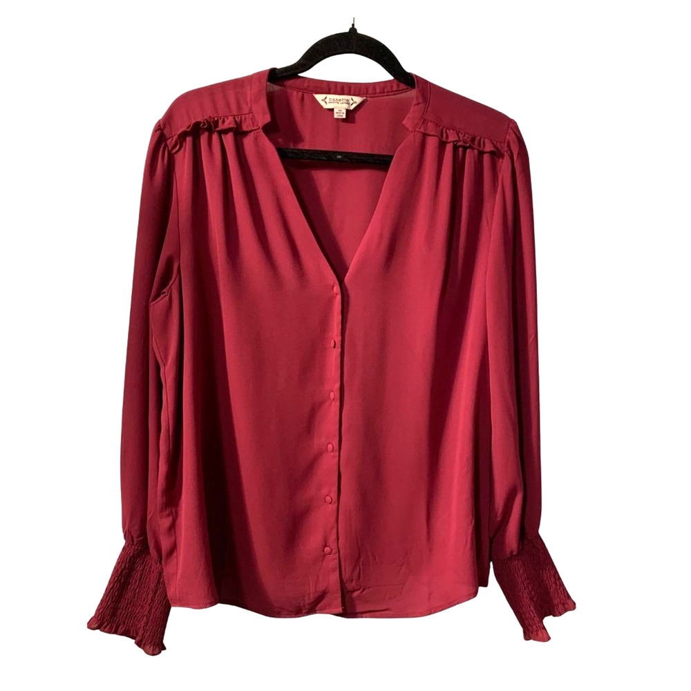 Nanette Lepore Women's Romantic Ruffled Blouse Size XL Magenta Feminine Office